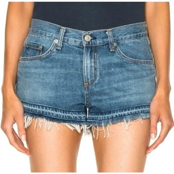 Rag & Bone TULLY Released Frayed Hem Cut Off Distressed Denim Jean Shorts 26 - Picture 4 of 10